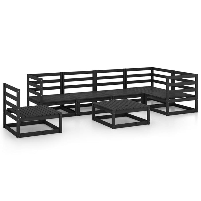 7-tlg. Garten-Lounge-Set Schwarz Massivholz Kiefer