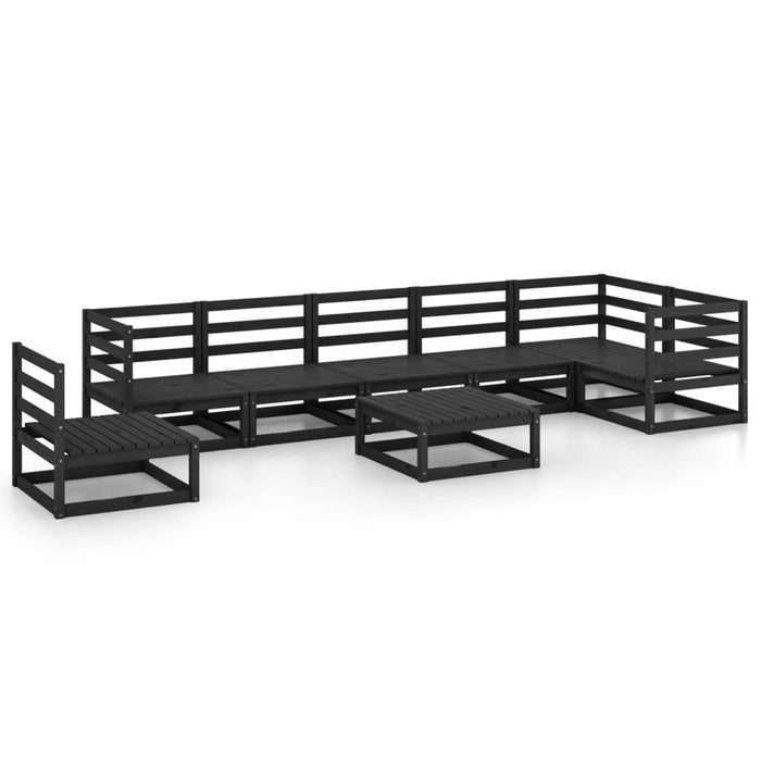 8-tlg. Garten-Lounge-Set Schwarz Massivholz Kiefer