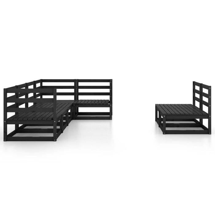 7-tlg. Garten-Lounge-Set Schwarz Massivholz Kiefer