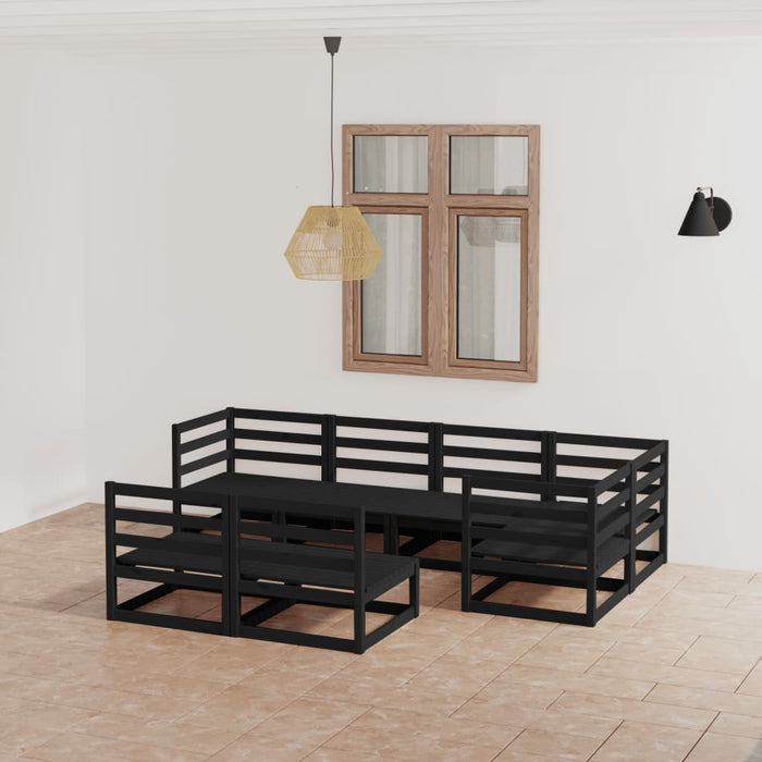 7-tlg. Garten-Lounge-Set Schwarz Massivholz Kiefer