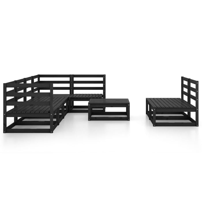 8-tlg. Garten-Lounge-Set Schwarz Massivholz Kiefer