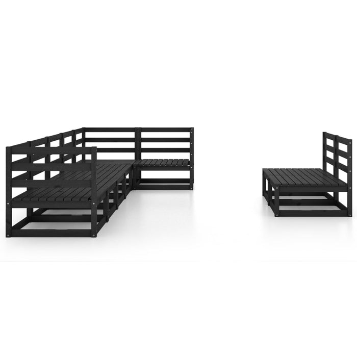 8-tlg. Garten-Lounge-Set Schwarz Massivholz Kiefer