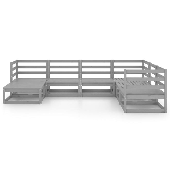 7-tlg. Garten-Lounge-Set Grau Kiefer Massivholz