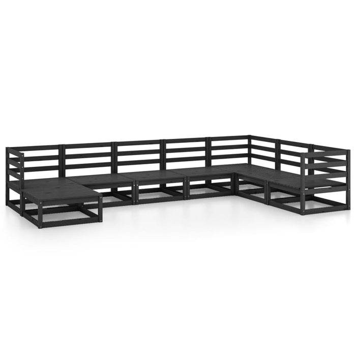8-tlg. Garten-Lounge-Set Schwarz Massivholz Kiefer