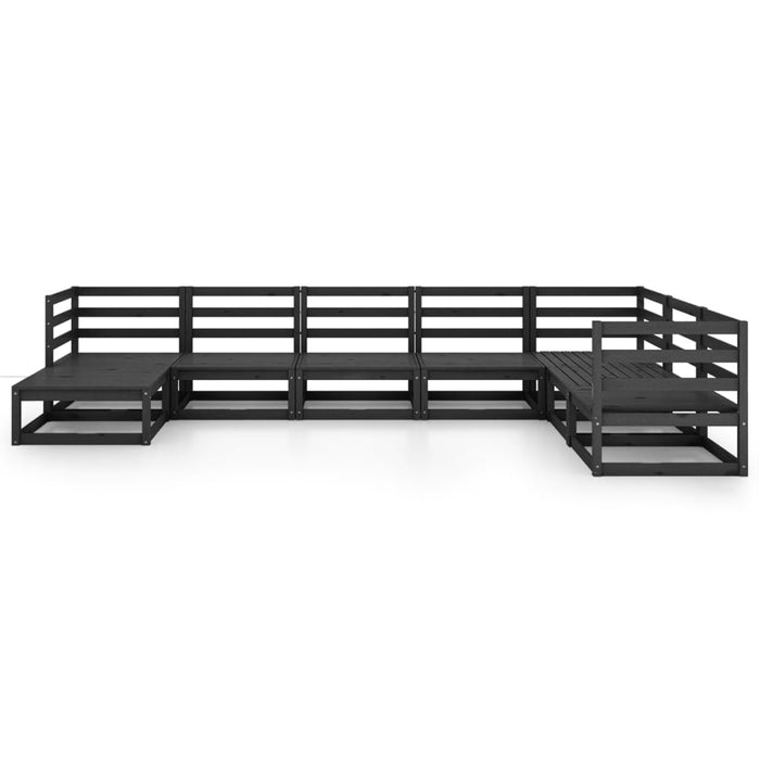 8-tlg. Garten-Lounge-Set Schwarz Massivholz Kiefer