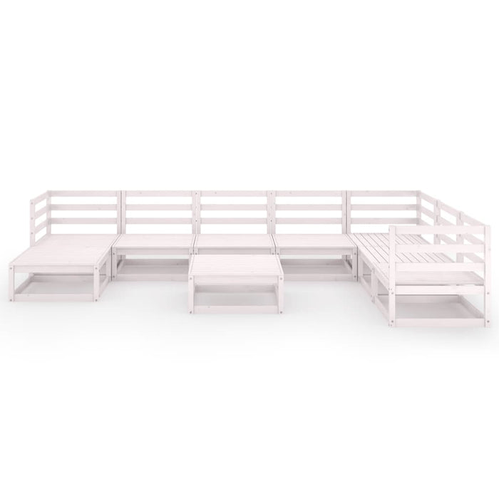 9-tlg. Garten-Lounge-Set Weiß Kiefer Massivholz