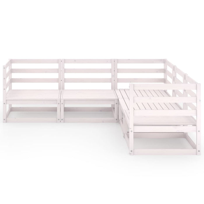 5-tlg. Garten-Lounge-Set Weiß Kiefer Massivholz