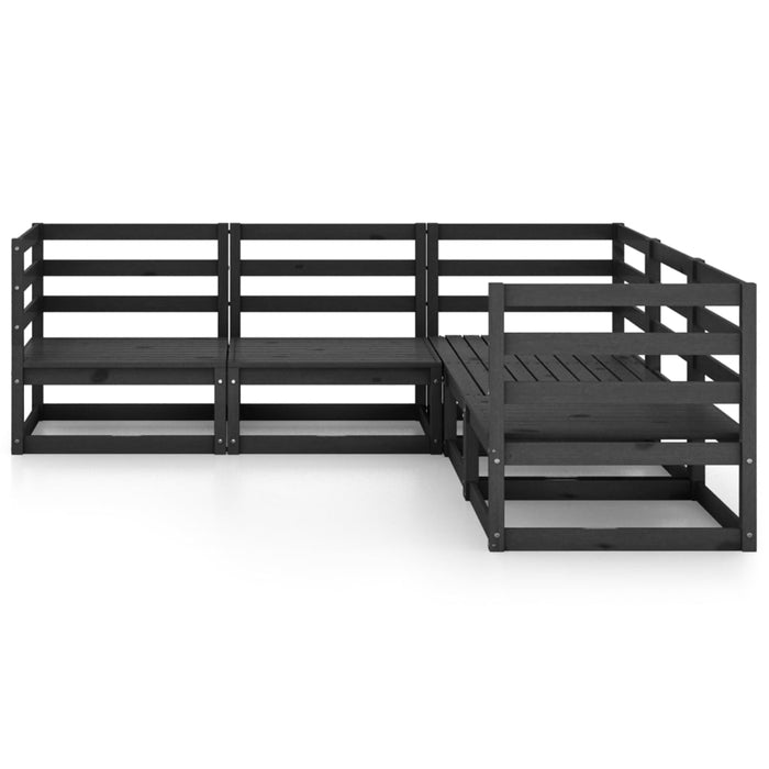 5-tlg. Garten-Lounge-Set Schwarz Massivholz Kiefer