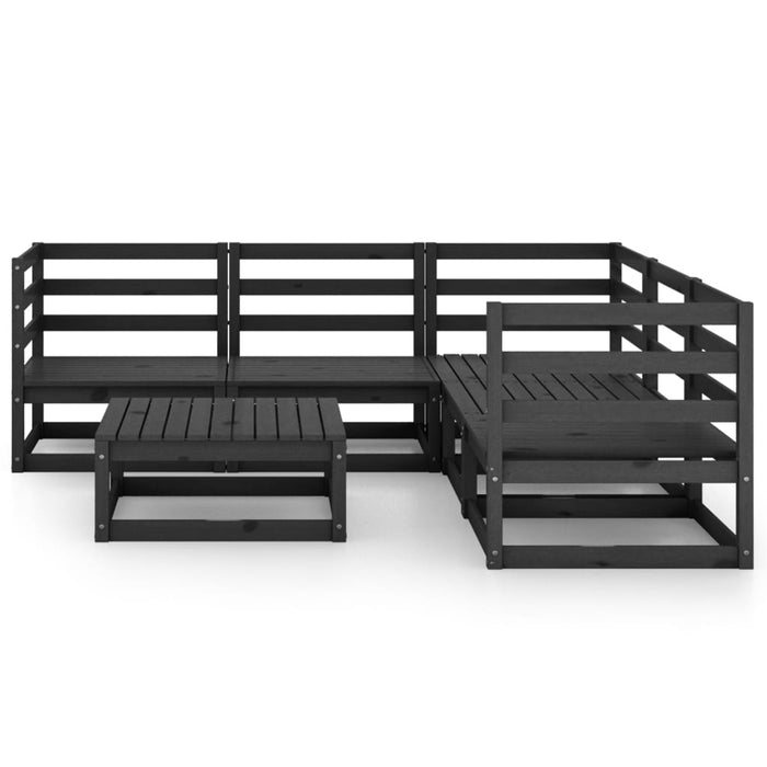 6-tlg. Garten-Lounge-Set Schwarz Massivholz Kiefer