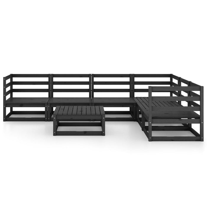 7-tlg. Garten-Lounge-Set Schwarz Massivholz Kiefer