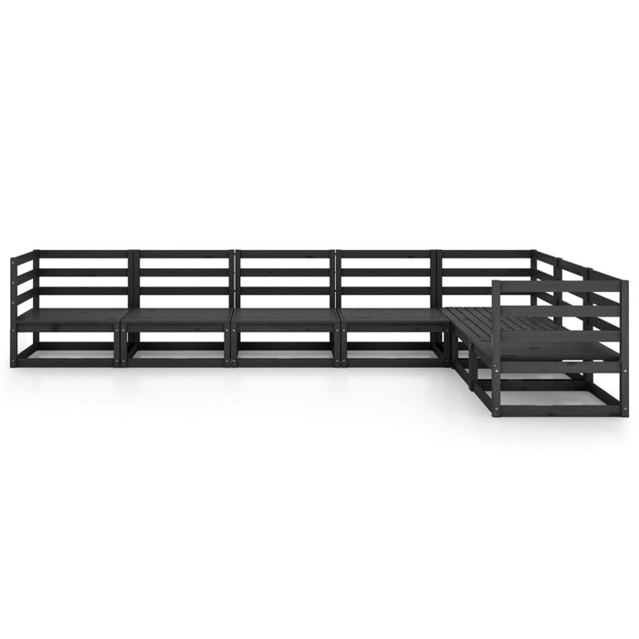 7-tlg. Garten-Lounge-Set Schwarz Massivholz Kiefer