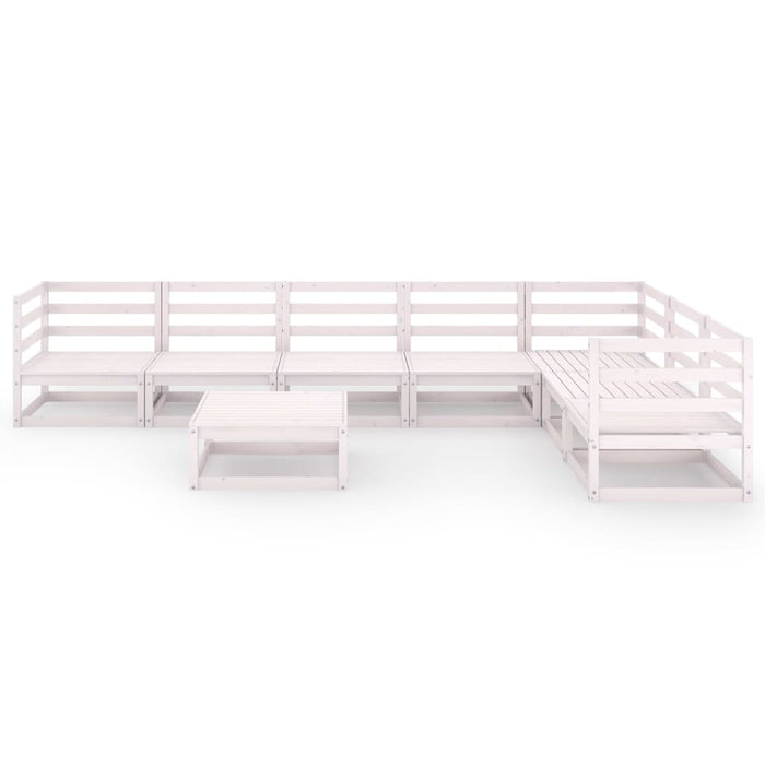 8-tlg. Garten-Lounge-Set Weiß Kiefer Massivholz