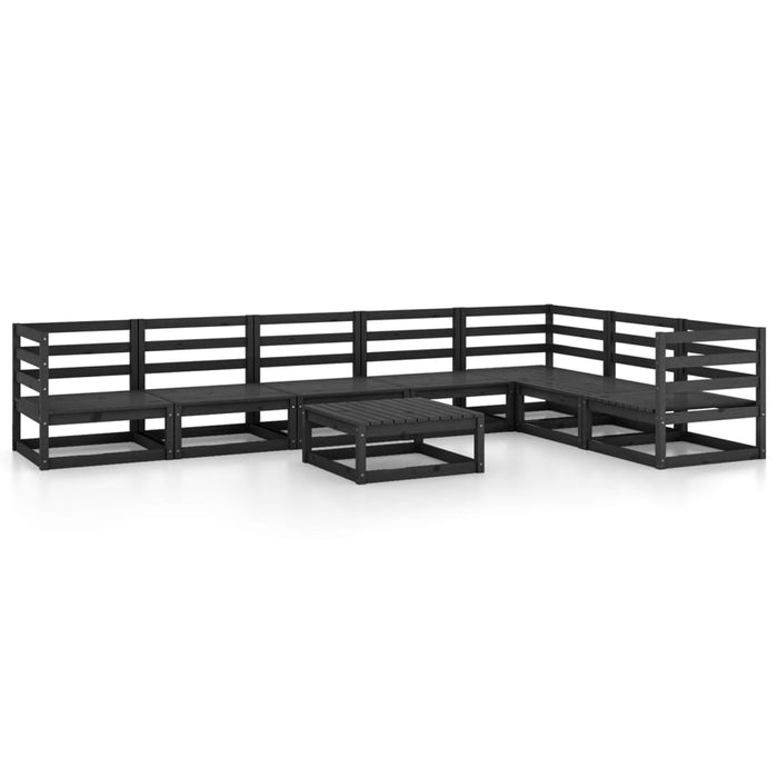 8-tlg. Garten-Lounge-Set Schwarz Massivholz Kiefer