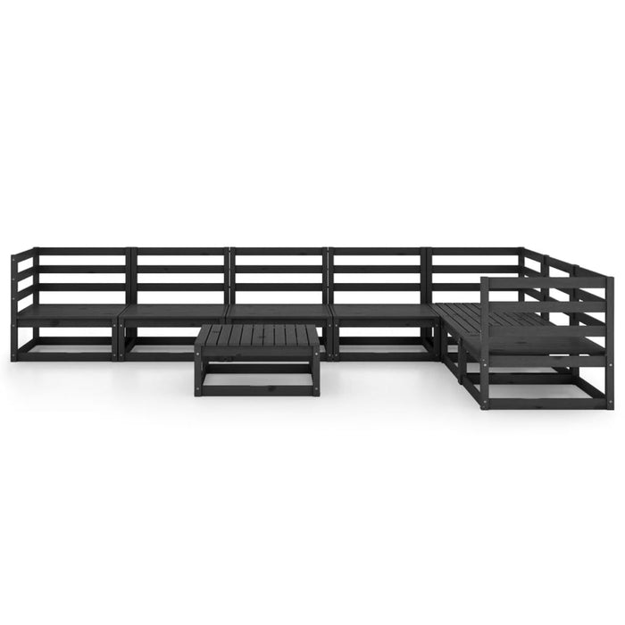 8-tlg. Garten-Lounge-Set Schwarz Massivholz Kiefer