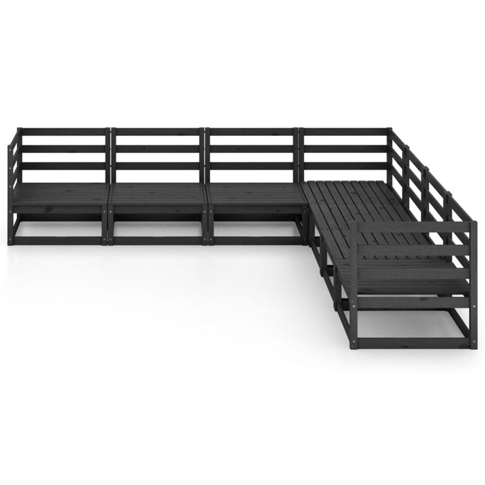 7-tlg. Garten-Lounge-Set Schwarz Massivholz Kiefer