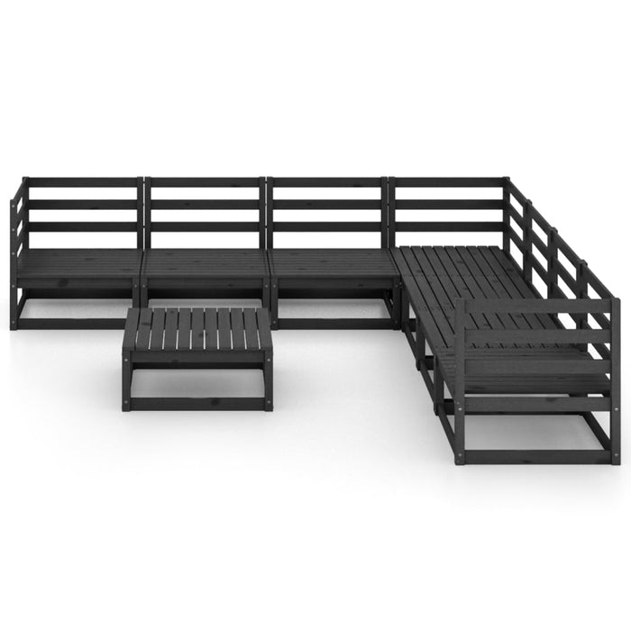 8-tlg. Garten-Lounge-Set Schwarz Massivholz Kiefer