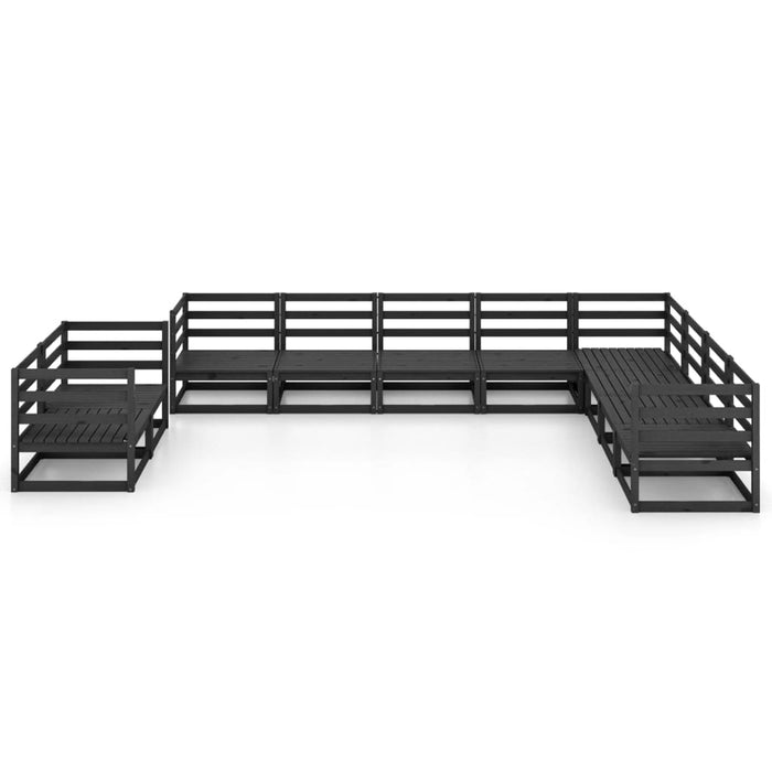 10-tlg. Garten-Lounge-Set Schwarz Massivholz Kiefer