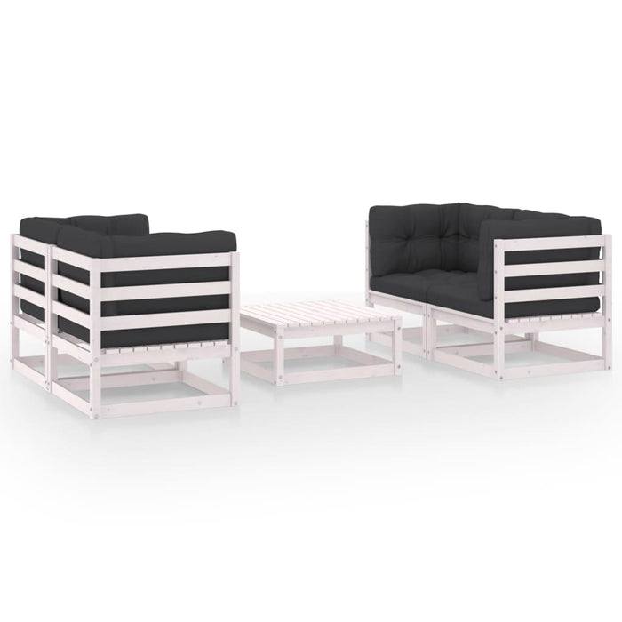 5-tlg. Garten-Lounge-Set mit Kissen Kiefer Massivholz