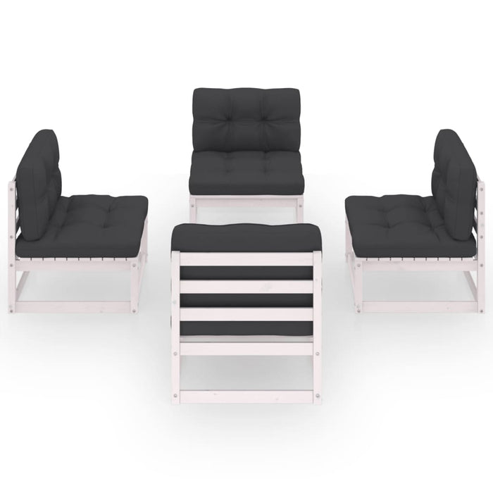 4-tlg. Garten-Lounge-Set mit Kissen Kiefer Massivholz