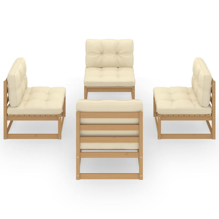 4-tlg. Garten-Lounge-Set mit Kissen Kiefer Massivholz