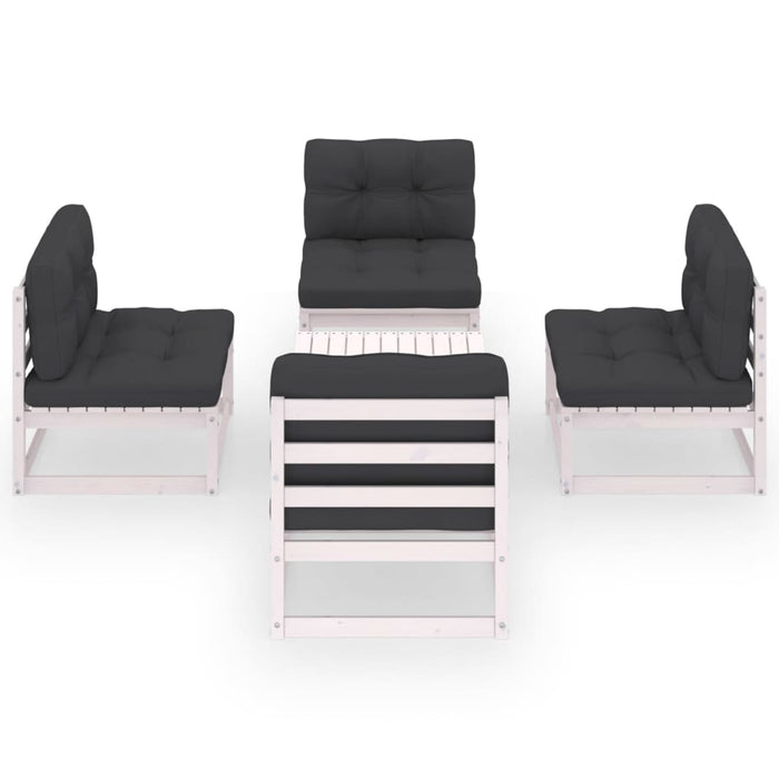 5-tlg. Garten-Lounge-Set mit Kissen Kiefer Massivholz