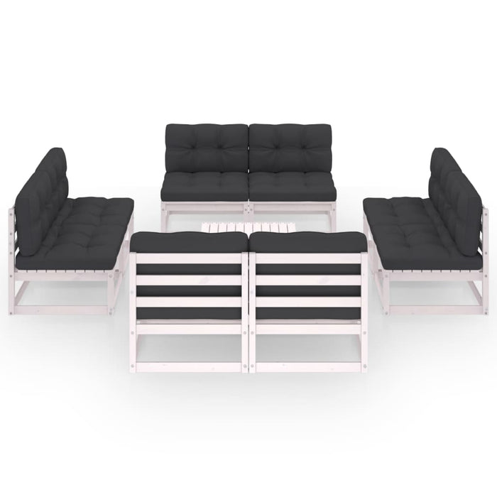 9-tlg. Garten-Lounge-Set mit Kissen Kiefer Massivholz