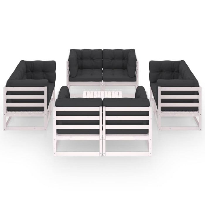 9-tlg. Garten-Lounge-Set mit Kissen Kiefer Massivholz