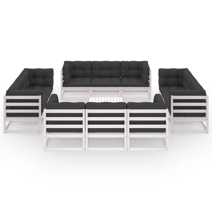 13-tlg. Garten-Lounge-Set mit Kissen Kiefer Massivholz