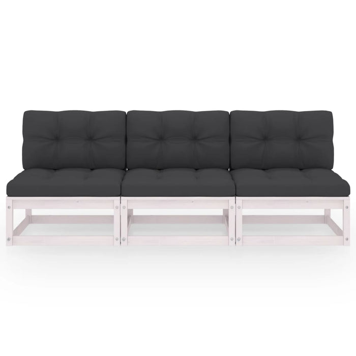 3-Sitzer-Sofa mit Kissen Kiefer Massivholz
