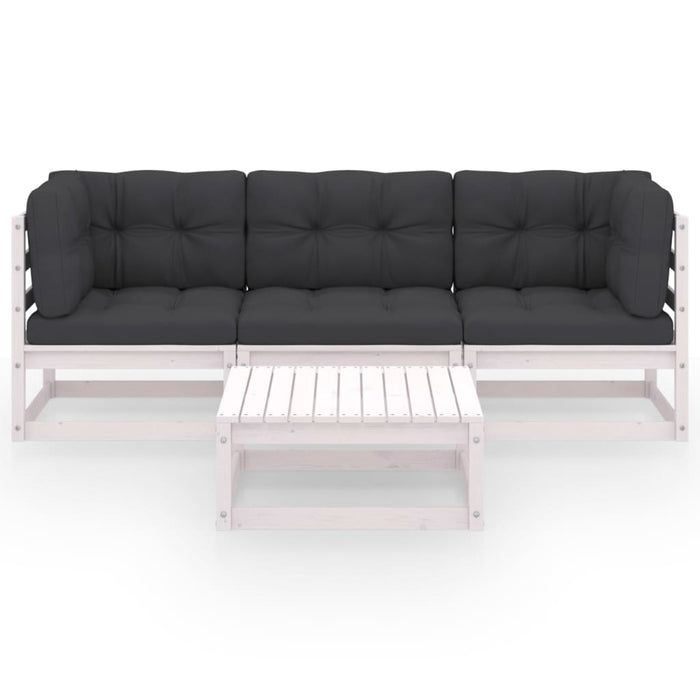 4-tlg. Garten-Lounge-Set mit Kissen Kiefer Massivholz
