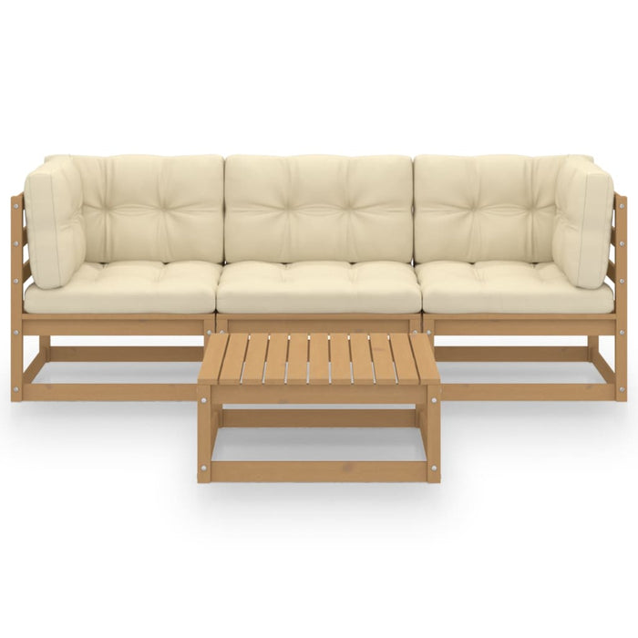 4-tlg. Garten-Lounge-Set mit Kissen Kiefer Massivholz
