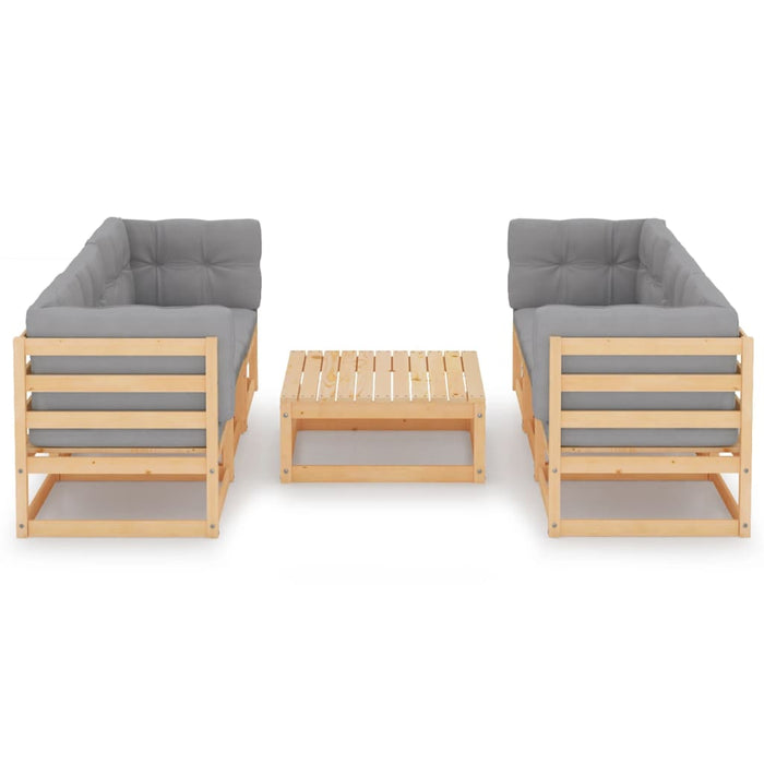 7-tlg. Garten-Lounge-Set mit Kissen Kiefer Massivholz
