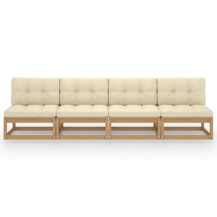 4-Sitzer-Gartensofa mit Kissen Kiefer Massivholz