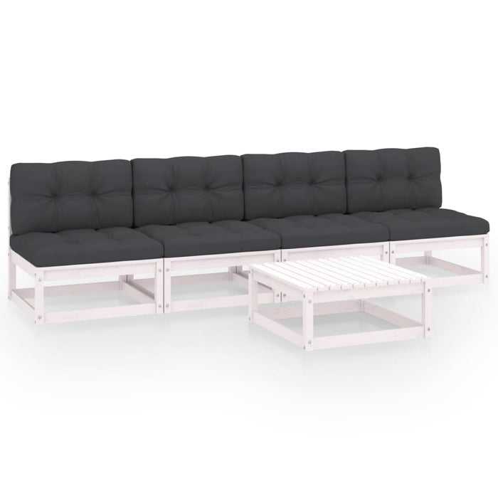 5-tlg. Garten-Lounge-Set mit Kissen Kiefer Massivholz