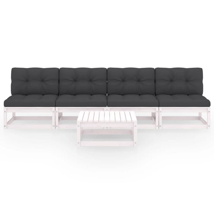 5-tlg. Garten-Lounge-Set mit Kissen Kiefer Massivholz