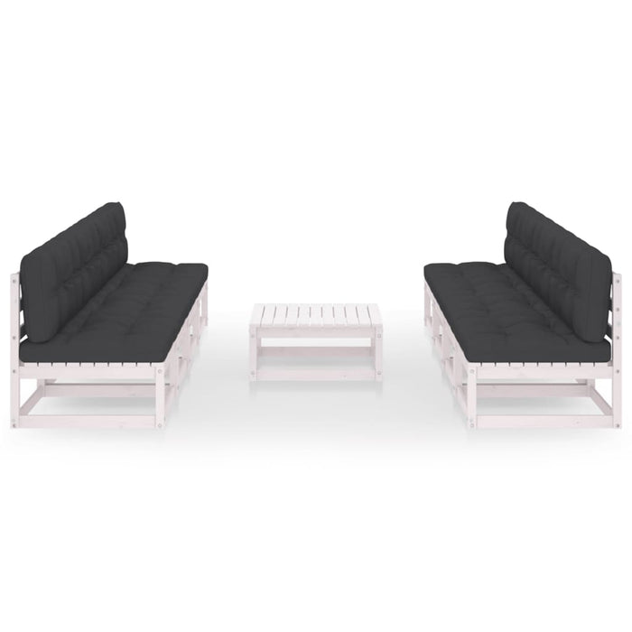 9-tlg. Garten-Lounge-Set mit Kissen Kiefer Massivholz