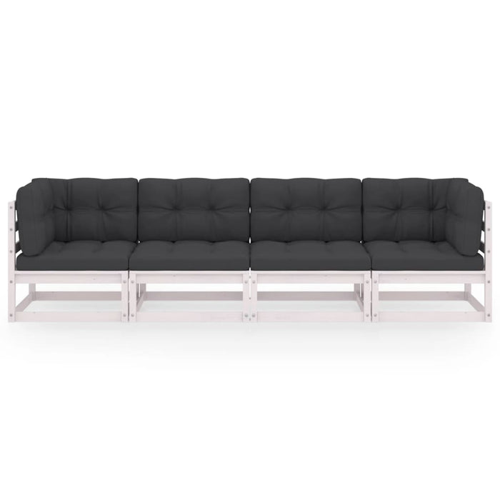 4-Sitzer-Gartensofa mit Kissen Kiefer Massivholz