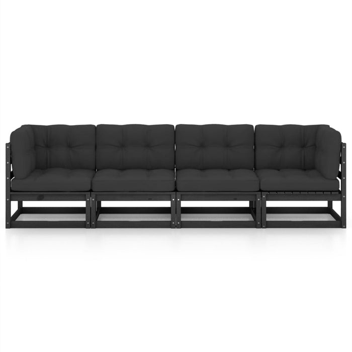 4-Sitzer-Gartensofa mit Kissen Kiefer Massivholz