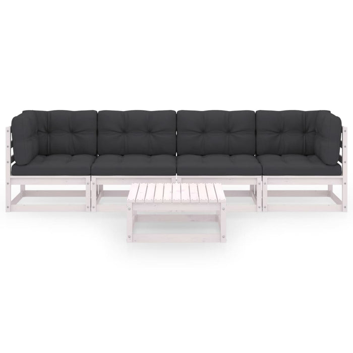 5-tlg. Garten-Lounge-Set mit Kissen Kiefer Massivholz