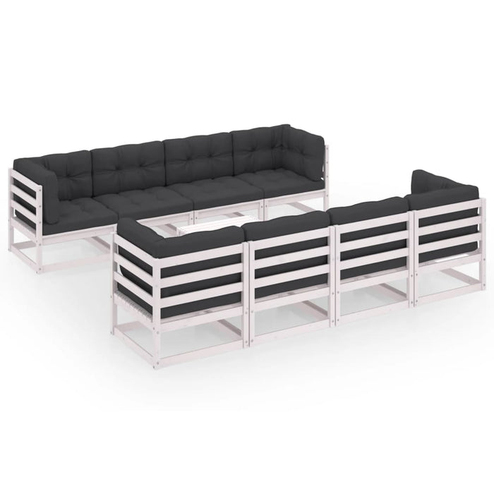 9-tlg. Garten-Lounge-Set mit Kissen Kiefer Massivholz
