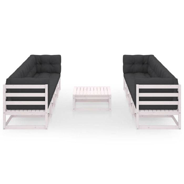9-tlg. Garten-Lounge-Set mit Kissen Kiefer Massivholz