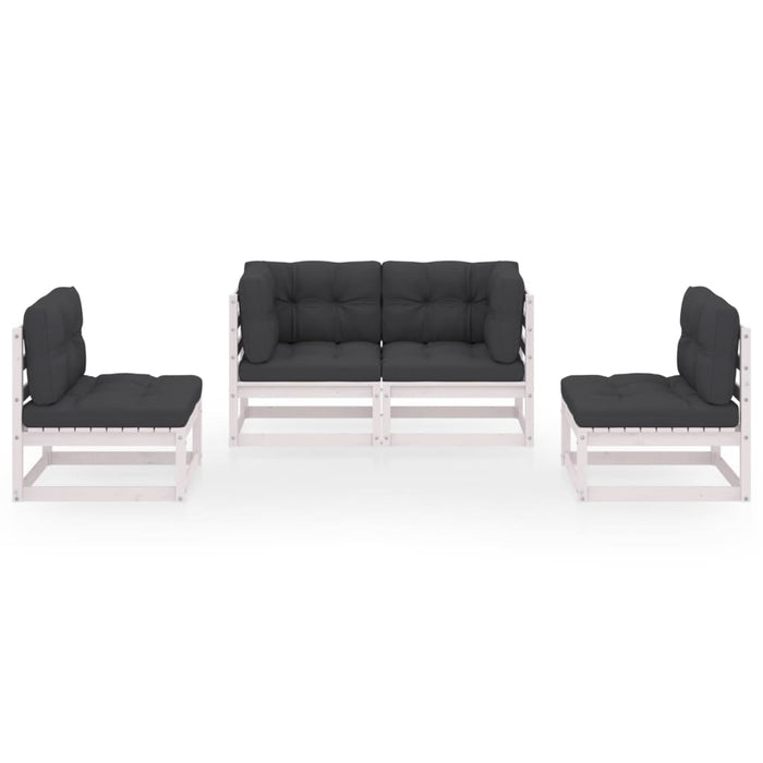 4-tlg. Garten-Lounge-Set mit Kissen Kiefer Massivholz