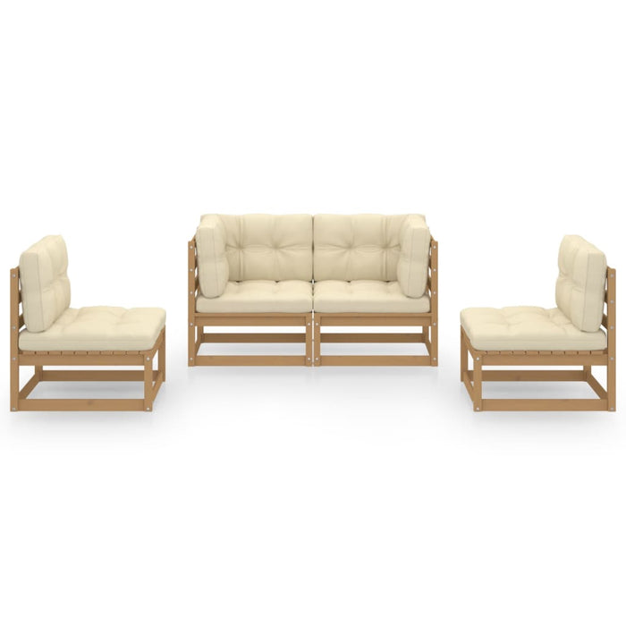 4-tlg. Garten-Lounge-Set mit Kissen Kiefer Massivholz