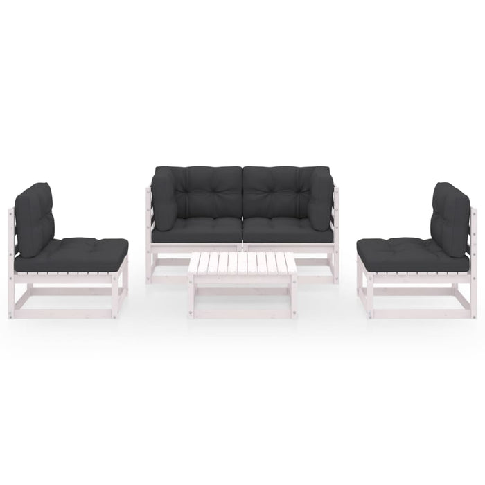 5-tlg. Garten-Lounge-Set mit Kissen Kiefer Massivholz