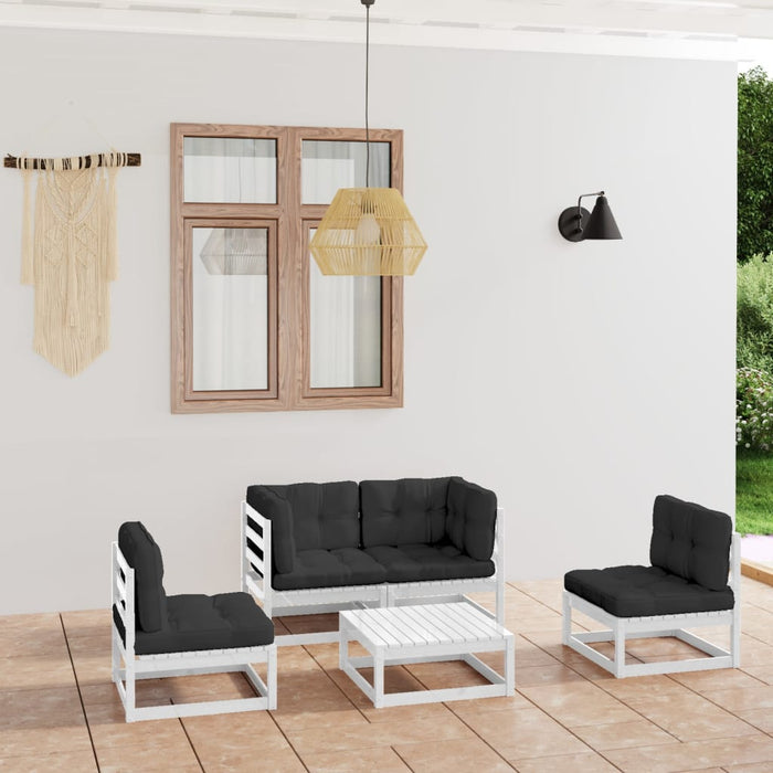 5-tlg. Garten-Lounge-Set mit Kissen Kiefer Massivholz