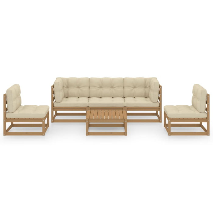 6-tlg. Garten-Lounge-Set mit Kissen Kiefer Massivholz