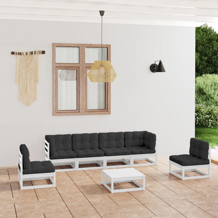 7-tlg. Garten-Lounge-Set mit Kissen Kiefer Massivholz