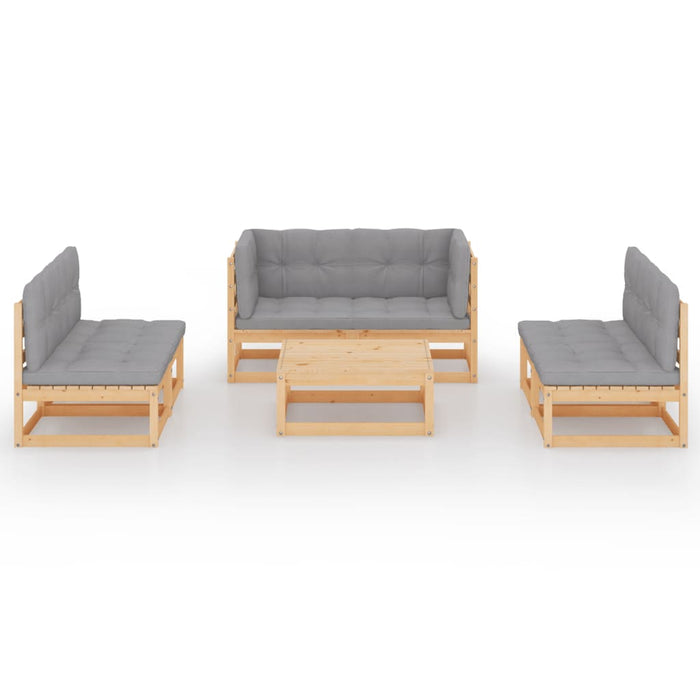 7-tlg. Garten-Lounge-Set mit Kissen Kiefer Massivholz
