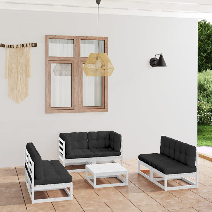 7-tlg. Garten-Lounge-Set mit Kissen Kiefer Massivholz