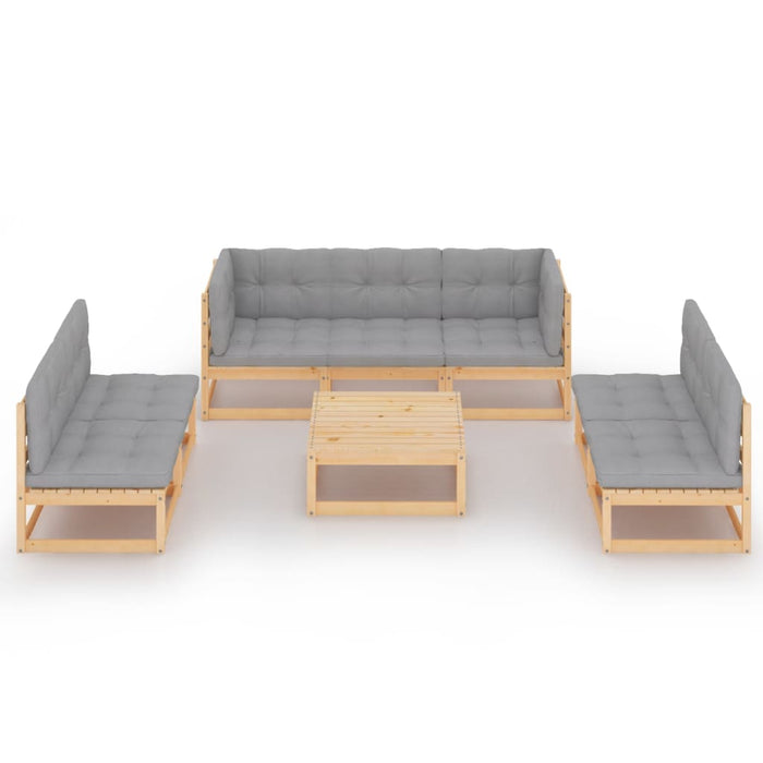 8-tlg. Garten-Lounge-Set mit Kissen Kiefer Massivholz